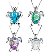 Load image into Gallery viewer, Fashion Silver Filled Blue Opal Sea Turtle Pendant Necklace Women Female Animal Wedding Ocean Beach Jewelry Gift