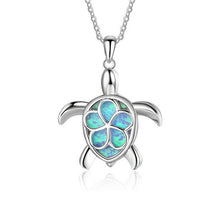 Load image into Gallery viewer, 2019  Arrival Cute Silver Filled Ocean Beach Jewelry Blue Opal Sea Turtle 1PC Allergy Free Adjustable Pendant Necklace