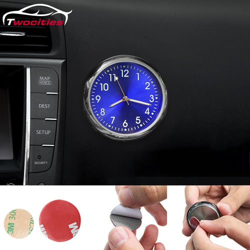 Car Clock Luminous Mini Automobiles Internal Stick-On Digital Watch Mechanics Quartz Clocks Automotive Styling Accessories Gifts