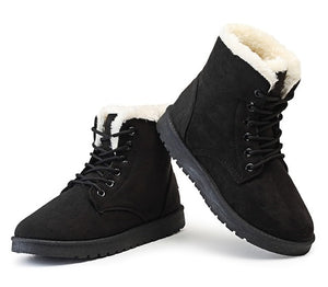 Winter Boots Women Snow Ankle Boots Female Warm Lace Up Rubber Shoes Suede Platform Boots Plush Insole Botas Mujer Invierno 2019