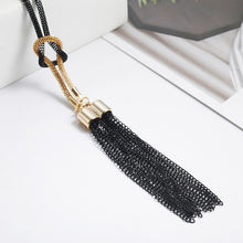 Load image into Gallery viewer, Spaloria Ethnic Boho Handmade Knot Black Tassel Pendant Necklace For Women Long Sweater Chain Statement Necklace Fashion Jewelry