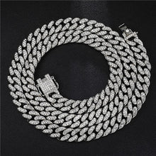 Load image into Gallery viewer, Iced Out Paved Rhinestones 1Set 13MM Gold Silver Full Miami Curb Cuban Chain CZ Bling Rapper Necklaces For Men Hip Hop Jewelry