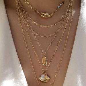 Fashion Jewelry Personality Fashion Ol Punk Wind Multilayer Pearl Alloy Necklace Tassel Necklace Female