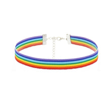 Load image into Gallery viewer, Fashion Colorful Rainbow Choker Necklace Ribbon Clavicle Chain For Women Lesbian Bisexual Pride Simple Jewelry Party Gift