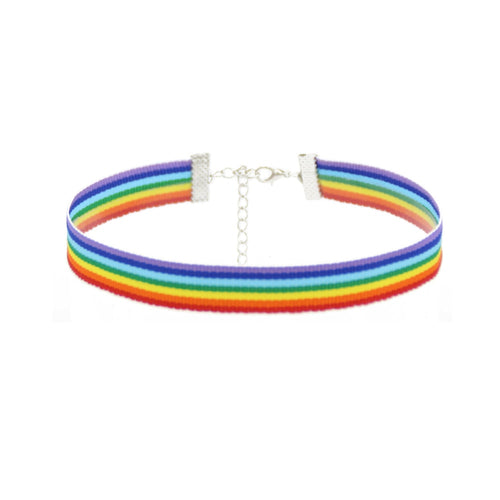 Fashion Colorful Rainbow Choker Necklace Ribbon Clavicle Chain For Women Lesbian Bisexual Pride Simple Jewelry Party Gift