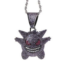 Load image into Gallery viewer, Jewelry Rock Punk Iced Out Shiny CZ Gengar Vampire Bull Pendant Necklace