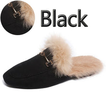 Load image into Gallery viewer, Aphixta Big Size 44 Real Fur Slippers Shoes Woman 2019 Mules Women&#39;s Tassel Slides Winter Warm Women Shoes Fashion Bee Slippers