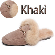 Load image into Gallery viewer, Aphixta Big Size 44 Real Fur Slippers Shoes Woman 2019 Mules Women&#39;s Tassel Slides Winter Warm Women Shoes Fashion Bee Slippers