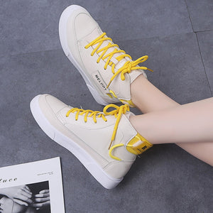 High Top Sneakers  Females Designer Women's Casual Shoes Non-Leather Winter Cold Protection  Add Cotton Outdoor Leisure Trainers