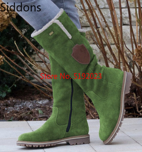 Hot Sale snow Boots Women Ladies Fashion flat Round Toe  Woman leather Shoes 2019 Winter Large Size 34-43  platform boots D320