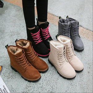 Winter Boots Snow Boots Women Shoes Woman Boots Fashion Flat PU Waterproof Ankle Boots Booties 2019 Winter Short Fur Warm Boots