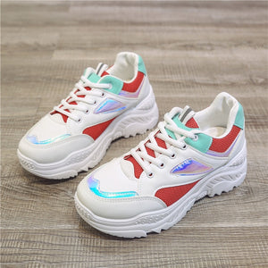 New Woman Casual Shoes Vulcanize Sneakers Femme Spring Autumn Brand White Platform Lace-Up White Breathable Women Shoes