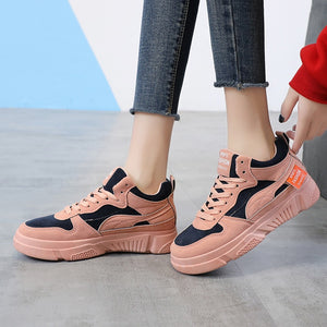 Chunky Sneakers women 2020 Casual Flats Shoes Females  Cotton Lace Up Ladies Shoes Han Edition Sneakers Feminin Microfiber Shoes