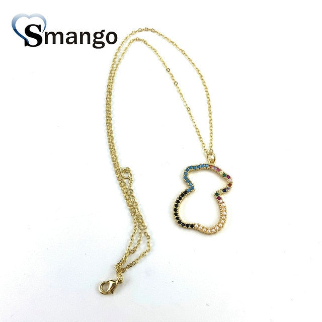 Women Fashion Zircon Necklace with Jewelry Box, Cute Bear Design,Gold Color Plated, Popular PendantsCan Wholesale