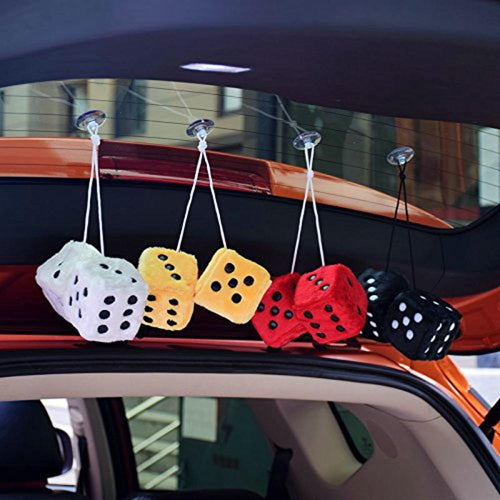 Adornos de coche Car Accessories Colorful Plush Dice Craps Auto Rear View Mirrors Hanging Decor For Car Acessorio Dropshipping 3