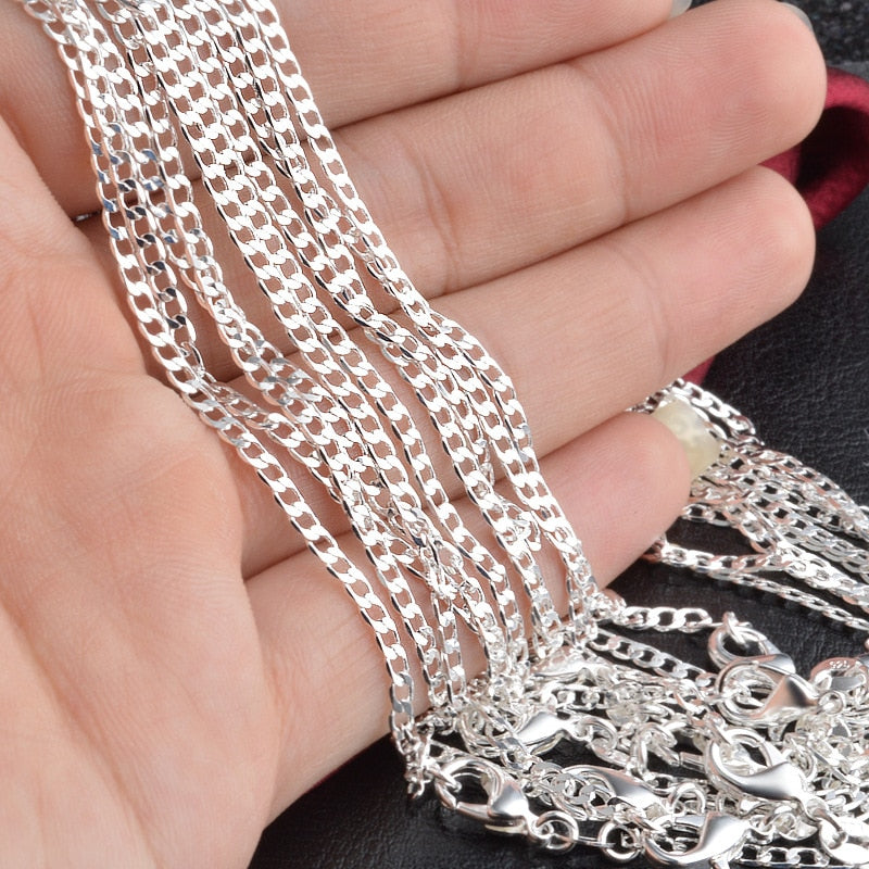 925 Silver Chains 2mm Width Link Chain Necklace for Men Women Fashion Jewelry Promotion 16-30 inch Accessories Gifts